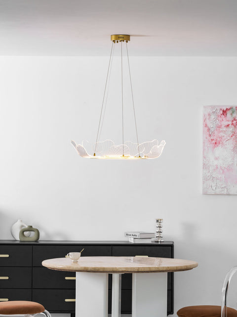 Sea Chandelier with Illuminated Leaf and Scallop Design
