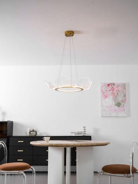Sea Chandelier with Illuminated Leaf and Scallop Design