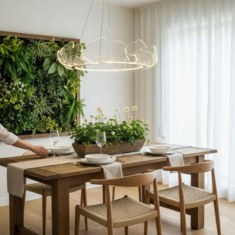 Sea Chandelier with Illuminated Leaf and Scallop Design