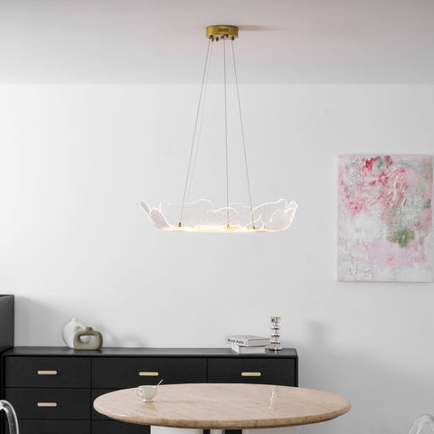 Sea Chandelier with Illuminated Leaf and Scallop Design