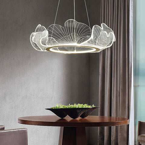 Sea Chandelier with Illuminated Leaf and Scallop Design