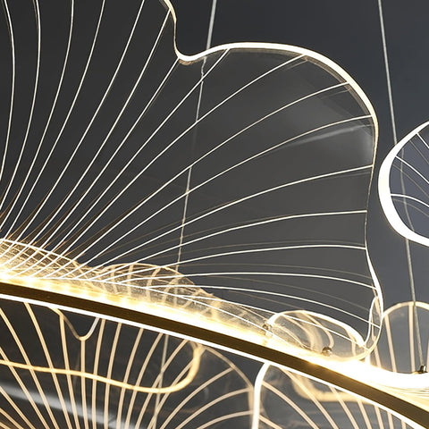 Sea Chandelier with Illuminated Leaf and Scallop Design