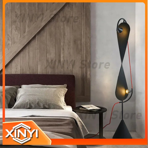 Retro Sailboat Floor Lamp with Sculptural Fabric Shade