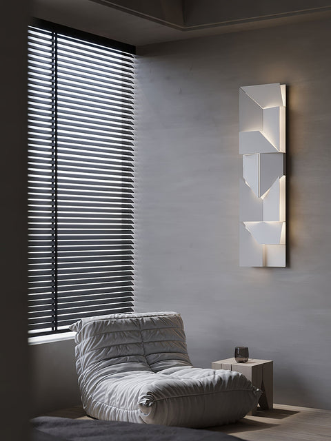 Wall Light with Geometric Aluminum Relief and Integrated LED