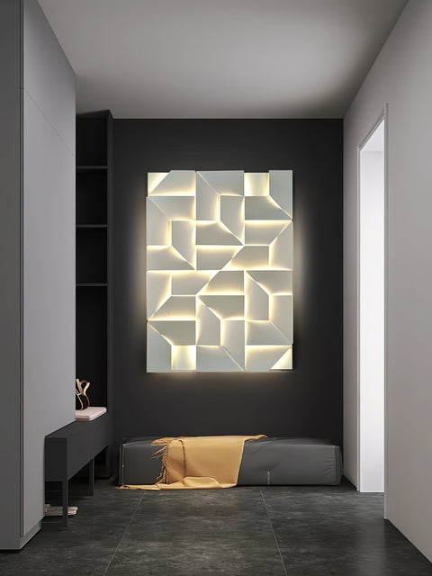 Wall Light with Geometric Aluminum Relief and Integrated LED
