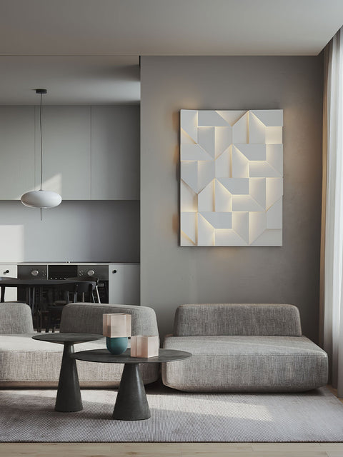 Wall Light with Geometric Aluminum Relief and Integrated LED