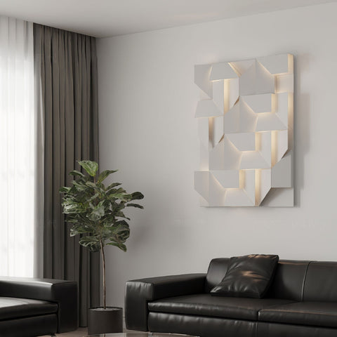 Wall Light with Geometric Aluminum Relief and Integrated LED