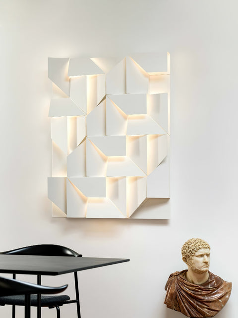 Wall Light with Geometric Aluminum Relief and Integrated LED
