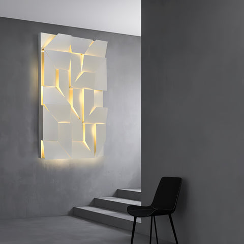 Wall Light with Geometric Aluminum Relief and Integrated LED