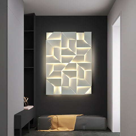Wall Light with Geometric Aluminum Relief and Integrated LED