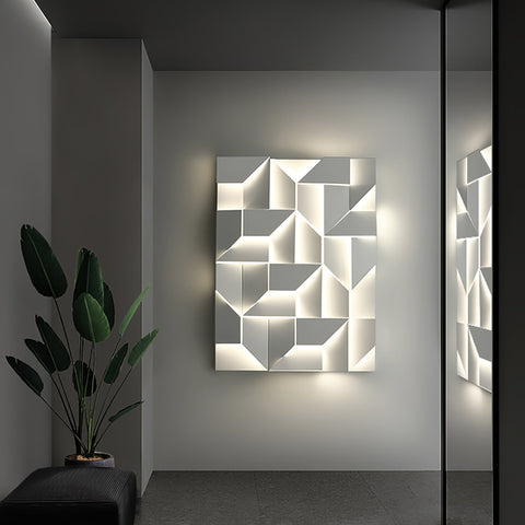 Wall Light with Geometric Aluminum Relief and Integrated LED