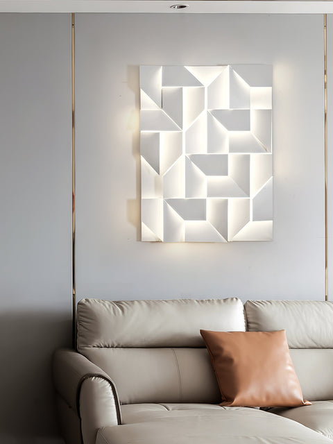Wall Light with Geometric Aluminum Relief and Integrated LED