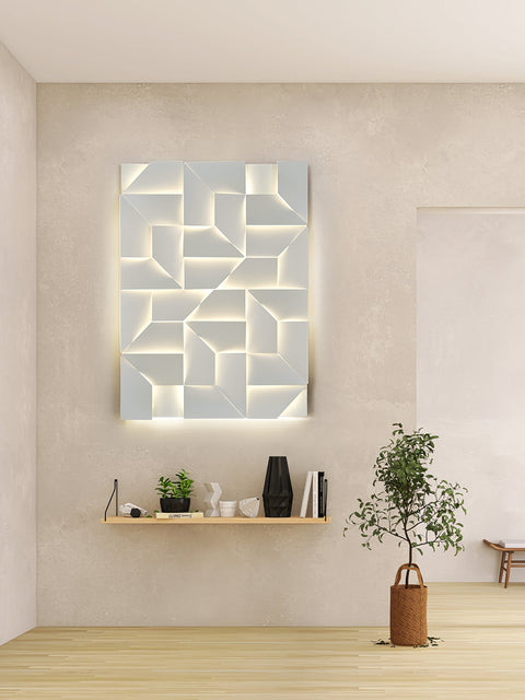 Wall Light with Geometric Aluminum Relief and Integrated LED
