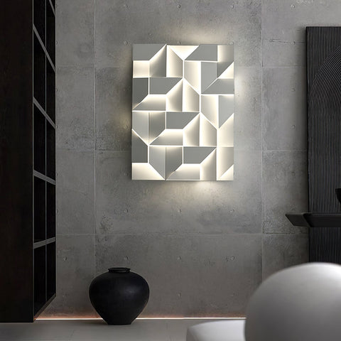 Wall Light with Geometric Aluminum Relief and Integrated LED
