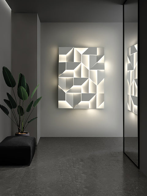 Wall Light with Geometric Aluminum Relief and Integrated LED