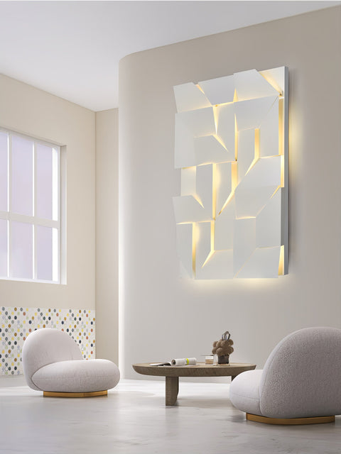 Wall Light with Geometric Aluminum Relief and Integrated LED