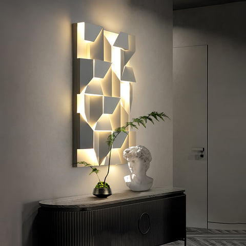 Wall Light with Geometric Aluminum Relief and Integrated LED