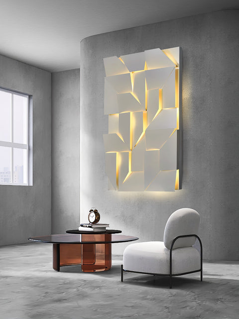 Wall Light with Geometric Aluminum Relief and Integrated LED