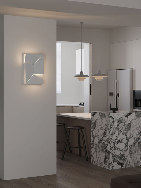 Wall Light with Geometric Aluminum Relief and Integrated LED