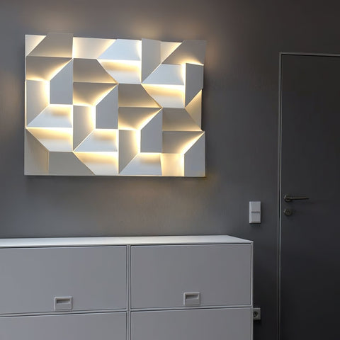 Wall Light with Geometric Aluminum Relief and Integrated LED