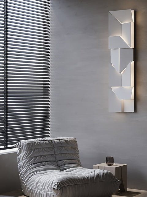 Wall Light with Geometric Aluminum Relief and Integrated LED