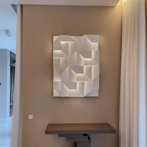 Wall Light with Geometric Aluminum Relief and Integrated LED