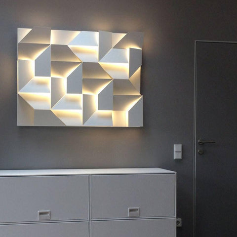 Wall Light with Geometric Aluminum Relief and Integrated LED