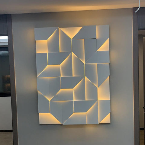 Wall Light with Geometric Aluminum Relief and Integrated LED