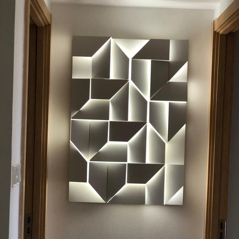Wall Light with Geometric Aluminum Relief and Integrated LED