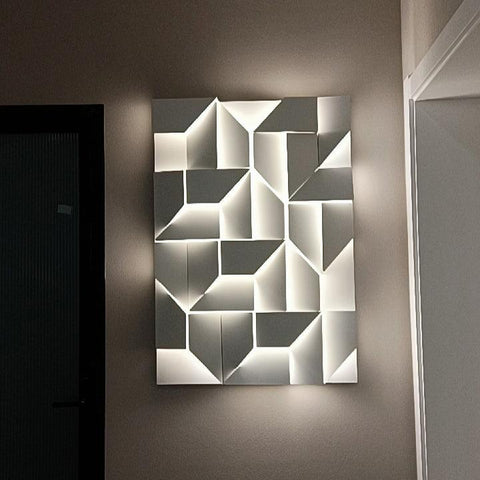 Wall Light with Geometric Aluminum Relief and Integrated LED