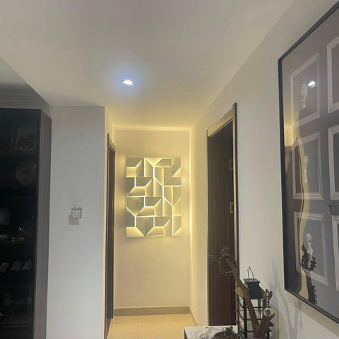 Wall Light with Geometric Aluminum Relief and Integrated LED