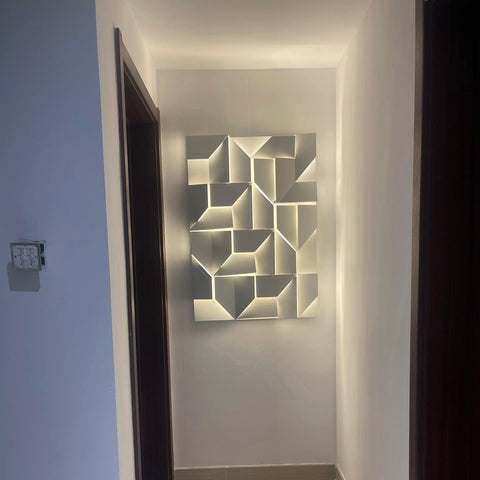 Wall Light with Geometric Aluminum Relief and Integrated LED
