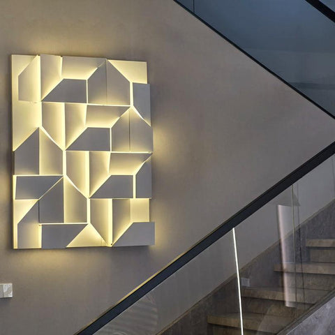 Wall Light with Geometric Aluminum Relief and Integrated LED