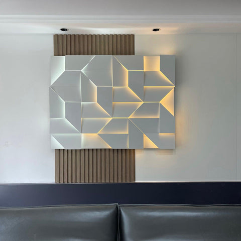 Wall Light with Geometric Aluminum Relief and Integrated LED
