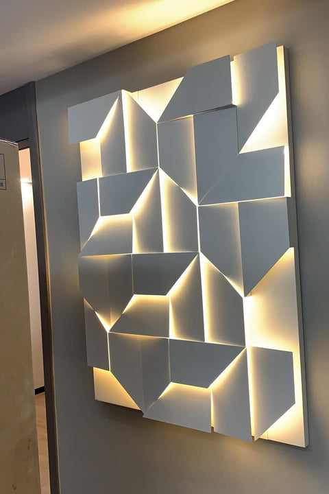 Wall Light with Geometric Aluminum Relief and Integrated LED