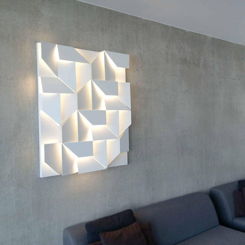 Wall Light with Geometric Aluminum Relief and Integrated LED