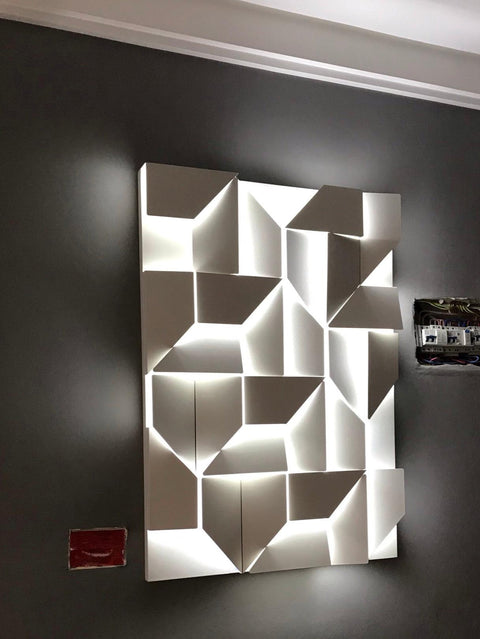 Wall Light with Geometric Aluminum Relief and Integrated LED