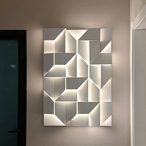 Wall Light with Geometric Aluminum Relief and Integrated LED