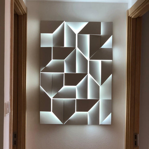 Wall Light with Geometric Aluminum Relief and Integrated LED