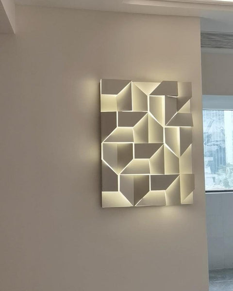 Wall Light with Geometric Aluminum Relief and Integrated LED