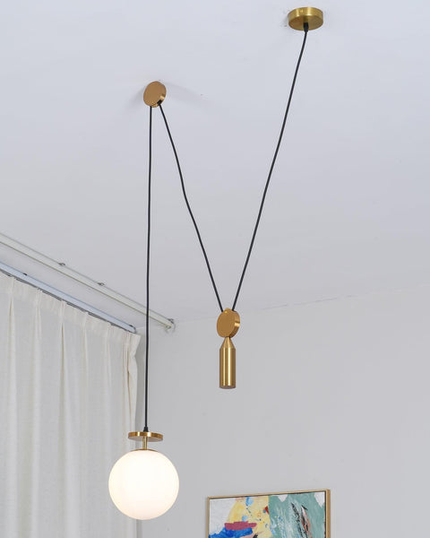 Geometric Multi-Pendant Chandelier with Adjustable Drops