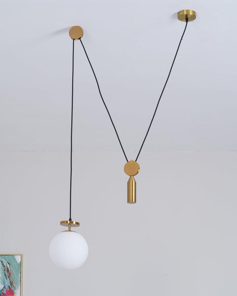 Geometric Multi-Pendant Chandelier with Adjustable Drops