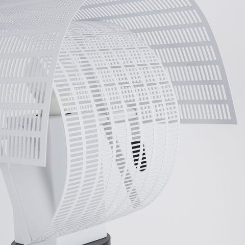 Table Lamp with Striped Column and Sculptural Curved Shade