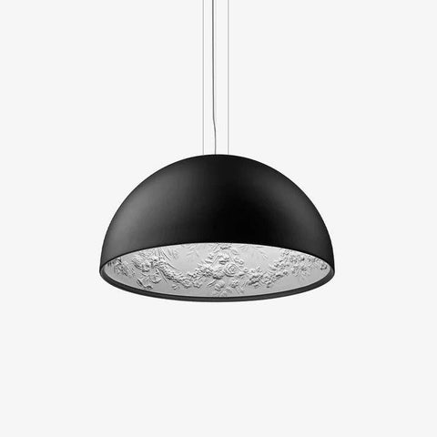 Pendant Light with Dome Shade and Sculpted Floral Interior