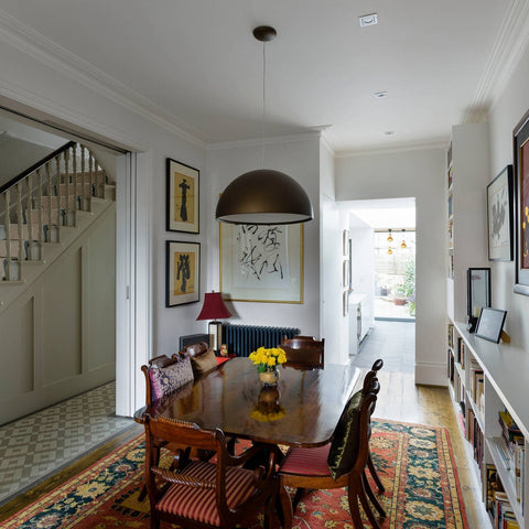 Pendant Light with Dome Shade and Sculpted Floral Interior
