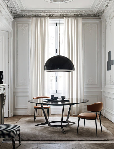 Pendant Light with Dome Shade and Sculpted Floral Interior