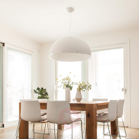 Pendant Light with Dome Shade and Sculpted Floral Interior