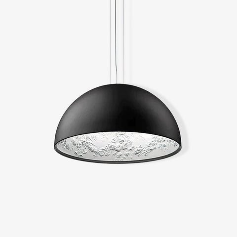 Pendant Light with Dome Shade and Sculpted Floral Interior