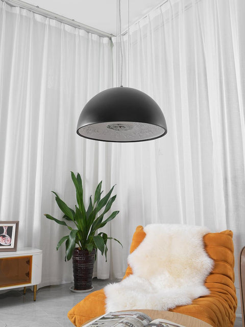 Pendant Light with Dome Shade and Sculpted Floral Interior