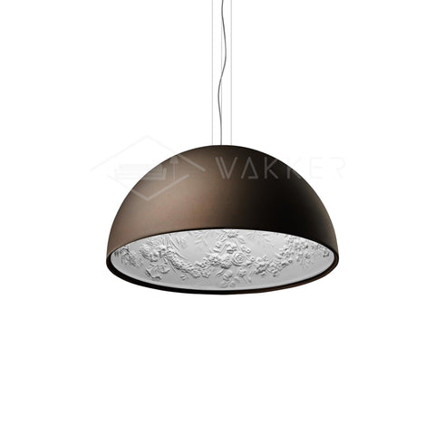 Pendant Light with Dome Shade and Sculpted Floral Interior